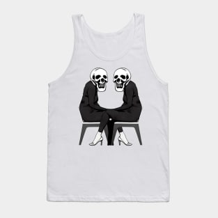 2 LADY skull connection faces sitting alone abyss. skull dream platinum return LSD. blood money pump Tank Top